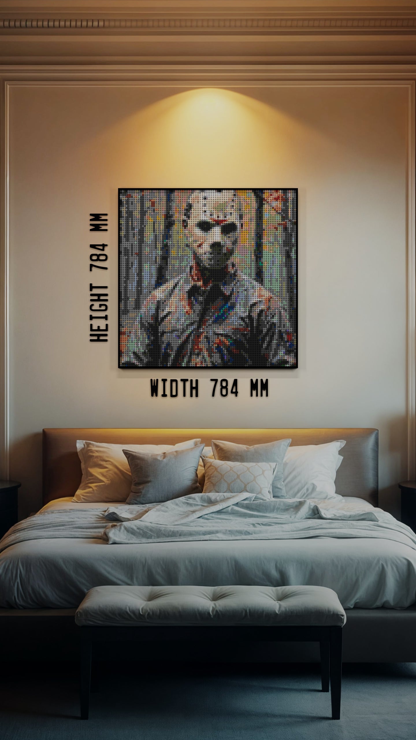 No Visitor Knocks LEGO® Style mosaic wall art made from colorful plastic bricks